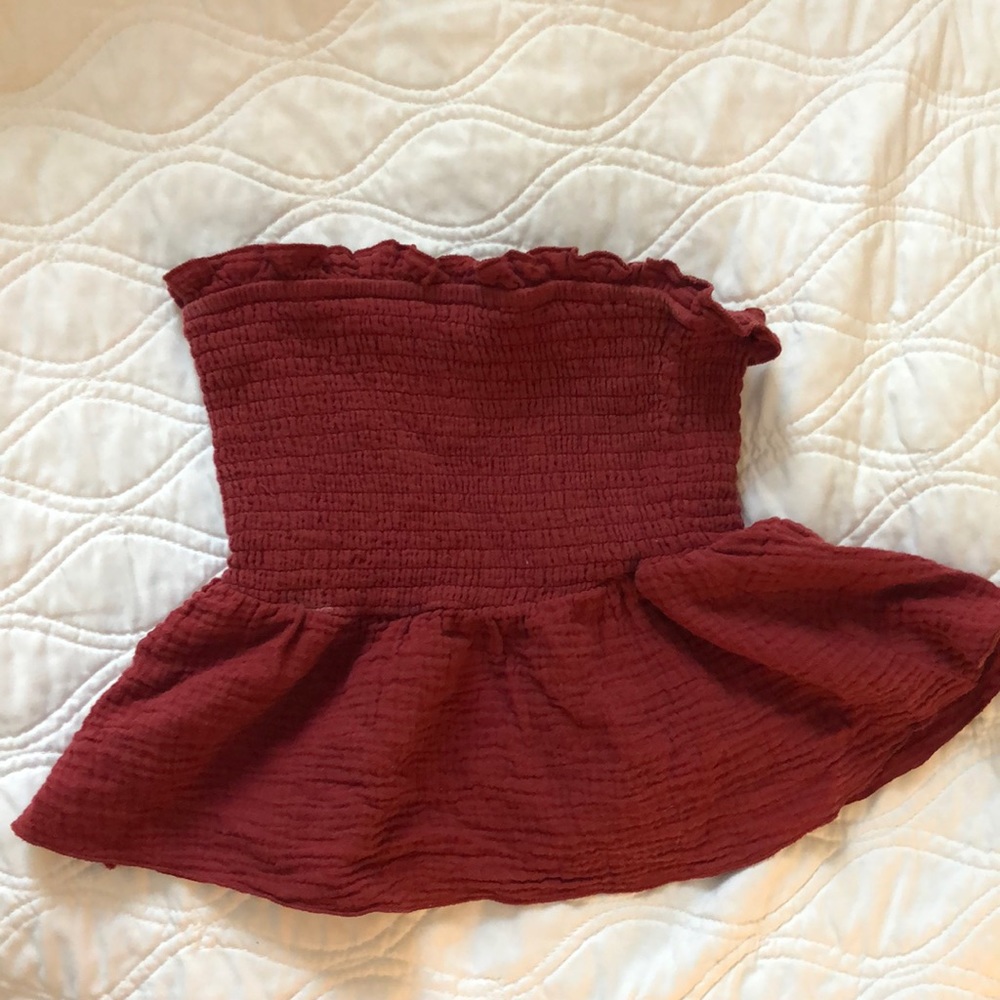 a cute red tube top, size xs! i love this top!